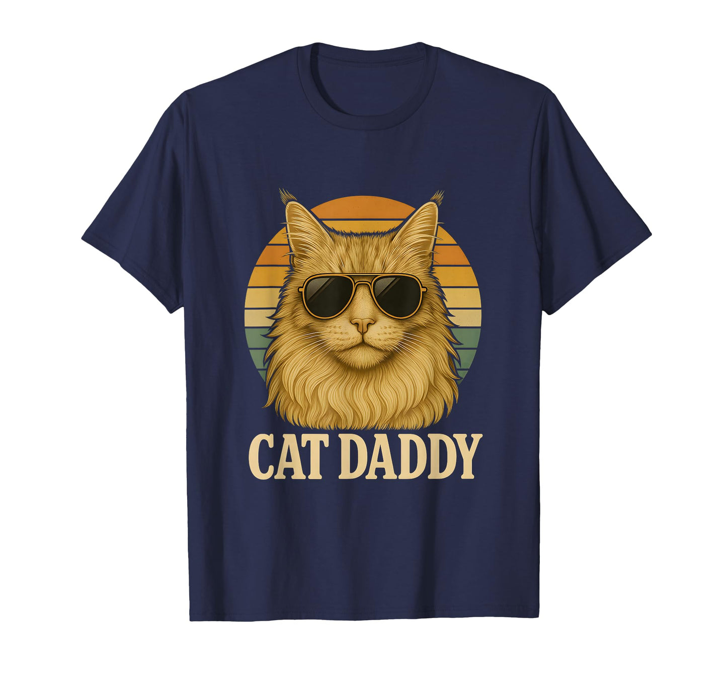 Cat Daddy Cool Maine Coon Cat Father's Day Retro Cat Dad T-Shirt