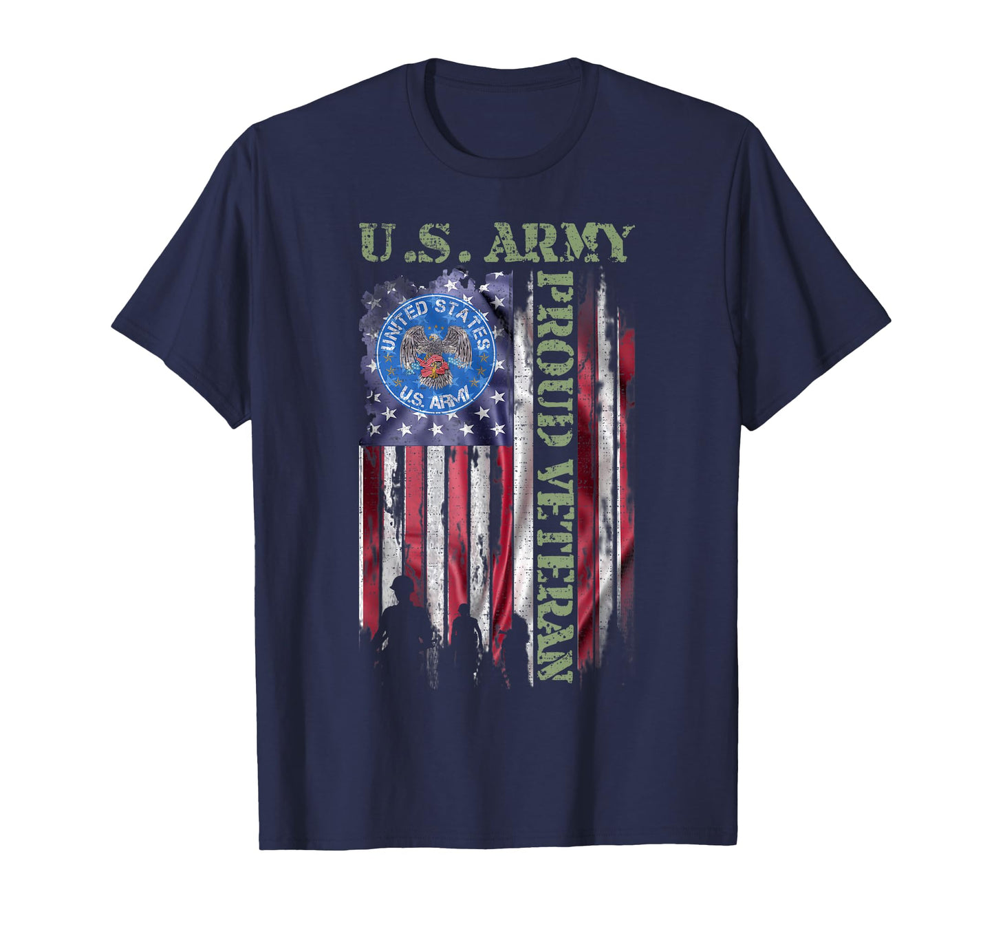 Vintage USA American Flag US Army Proud Veteran Military T-Shirt