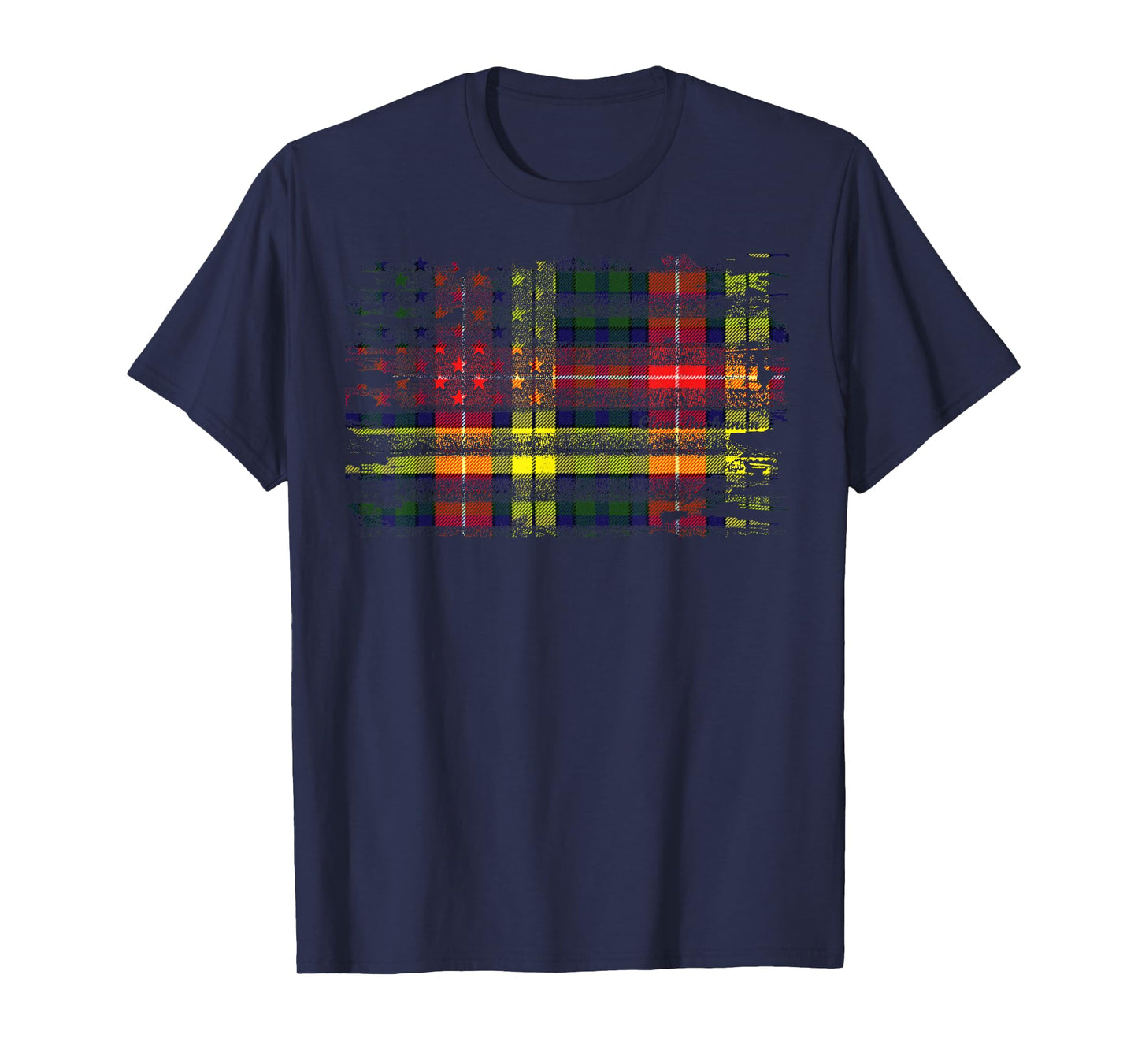 Clan Buchanan American Flag Scottish Tartan T-Shirt