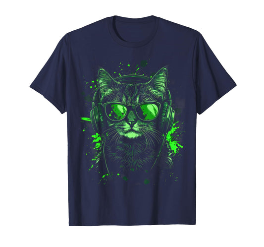 Cool Pop Art Graphic Music Techno Festival DJ Funny Cat T-Shirt