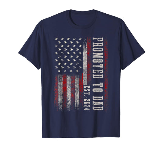 Promoted to Dad Est 2024 New Daddy Expect Baby Father's Day T-Shirt