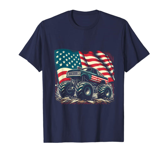 Patriotic USA Monster Truck Adult T-Shirt