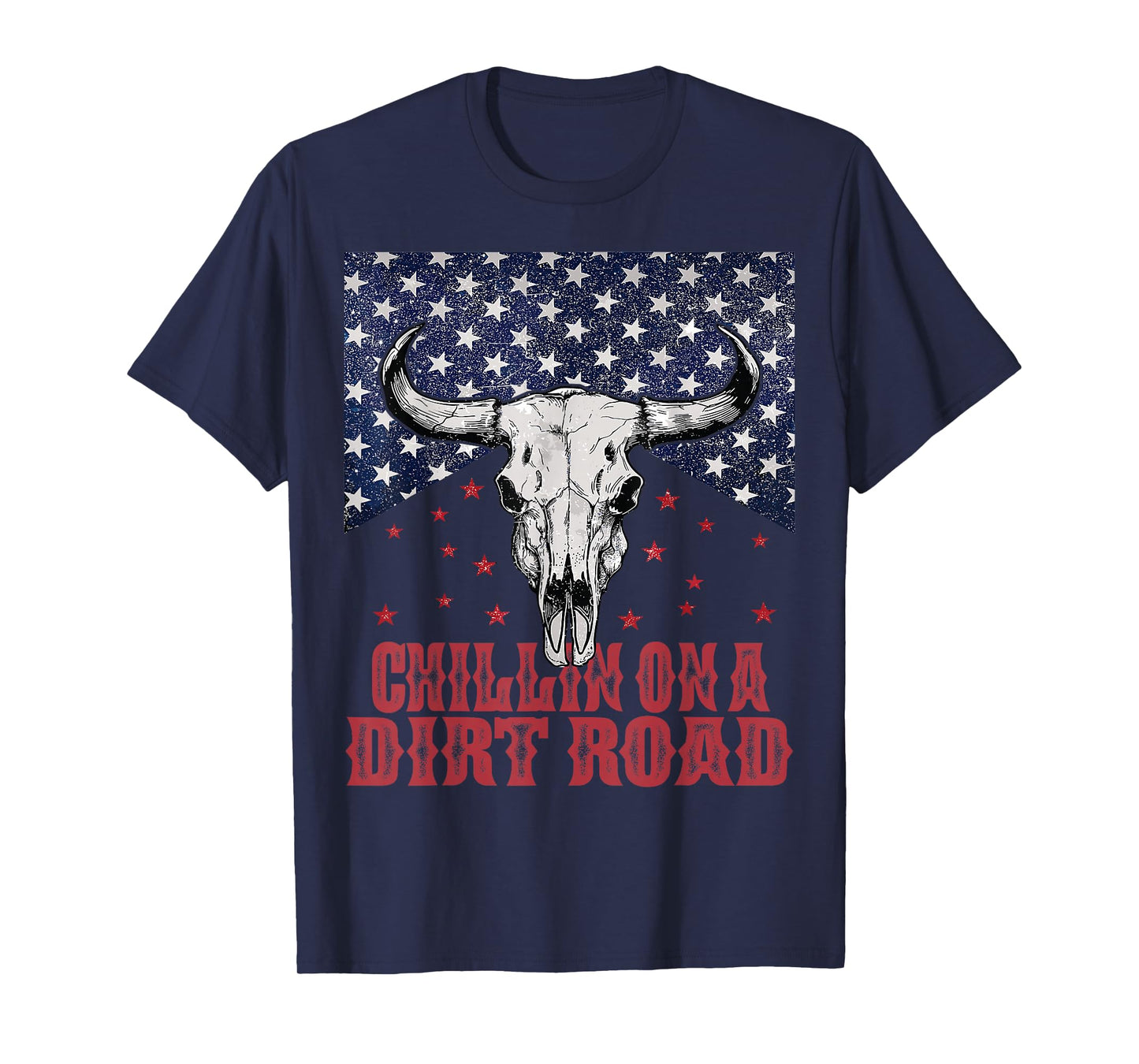 Chillin On A Dirt Road Country Music Western Vintage US Flag T-Shirt