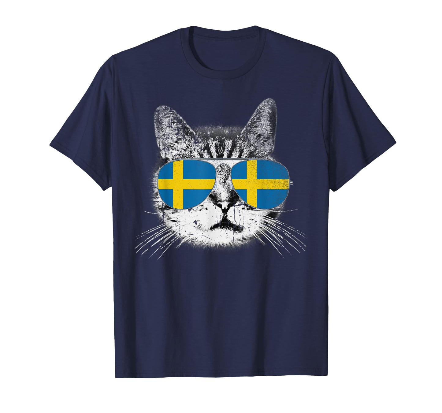 Swedish Sweden Flag Country Roots Cat Lover Pride Gift T-Shirt