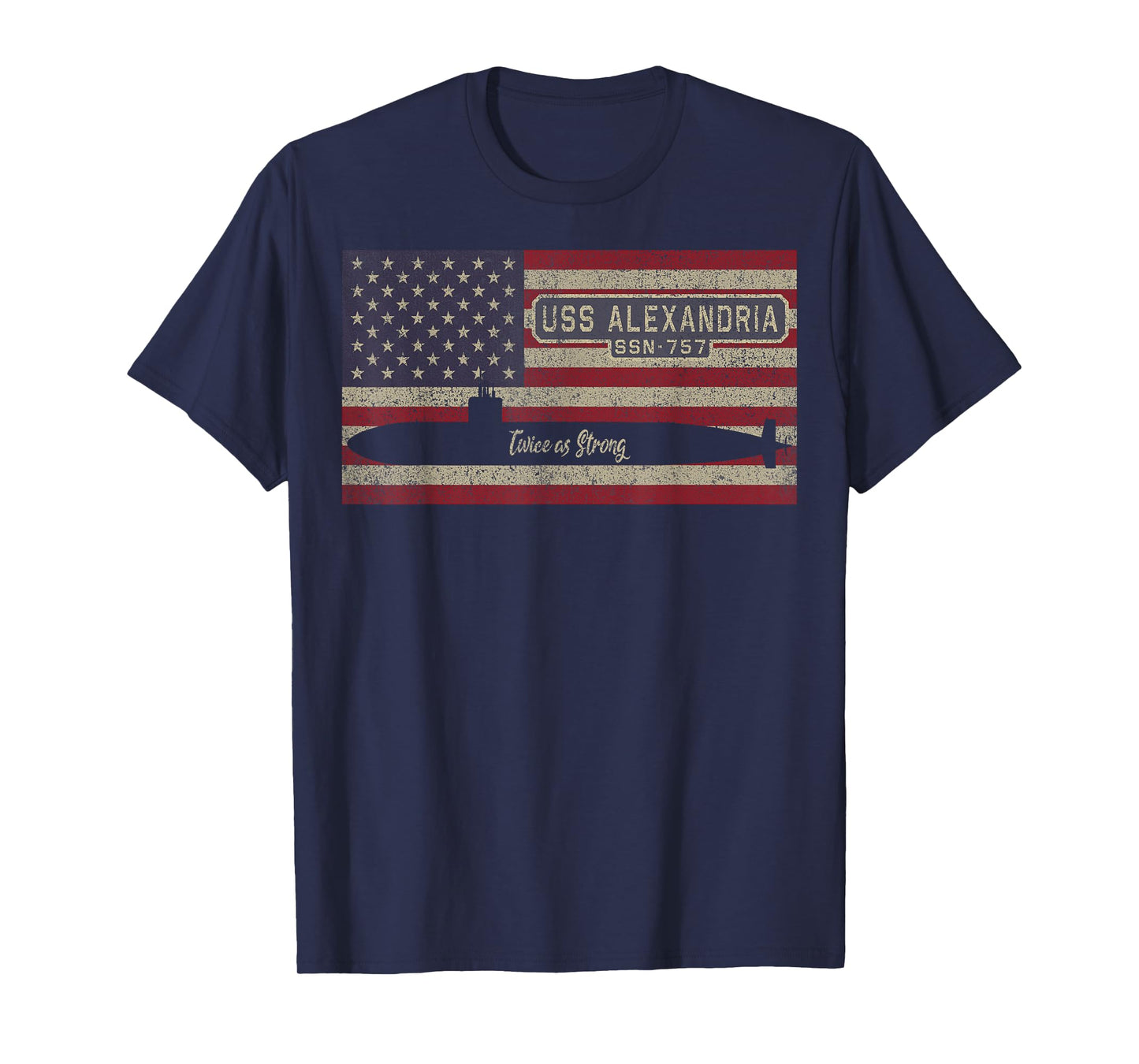 USS Alexandria SSN-757 Submarine USA American Flag T-Shirt for Women Kids Men