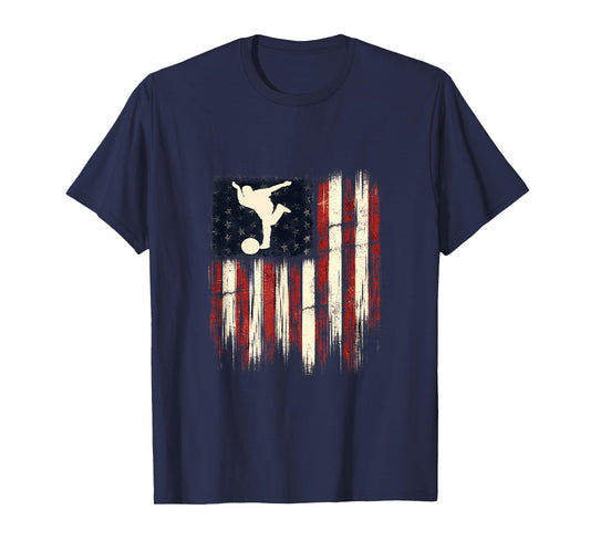 Patriotic Distressed Flag Gift For Men Kids Bowling T-Shirt