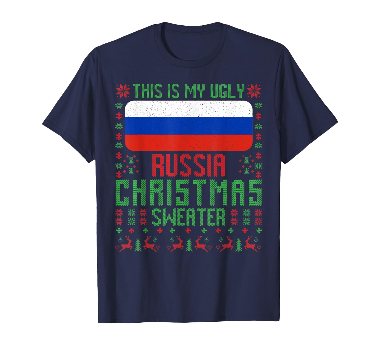 Russia Ugly Christmas Sweater Russia Flag for Russian T-Shirt