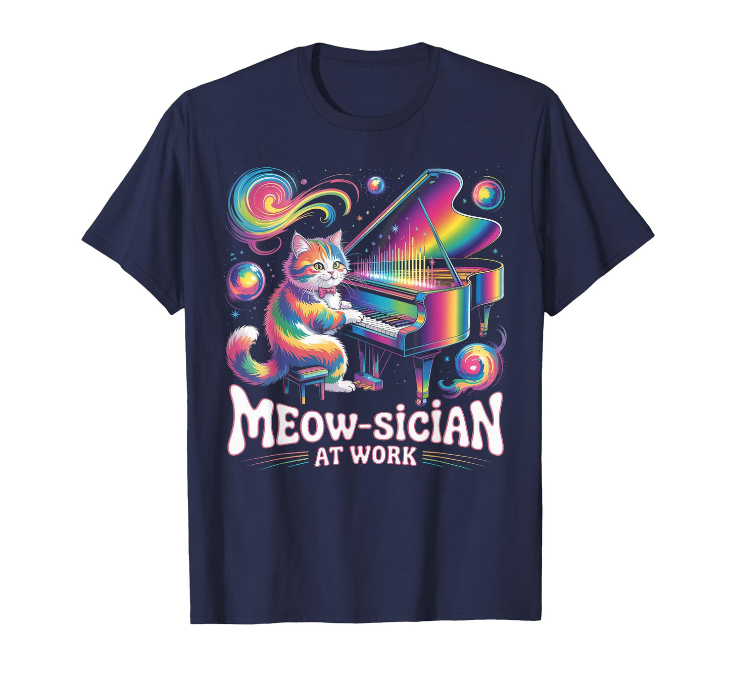Meow-sician at Work Funny Cat Piano T-Shirt