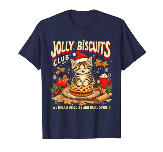 Christmas Jolly Biscuits Club Cute Cat Lovers Baking Squad T-Shirt