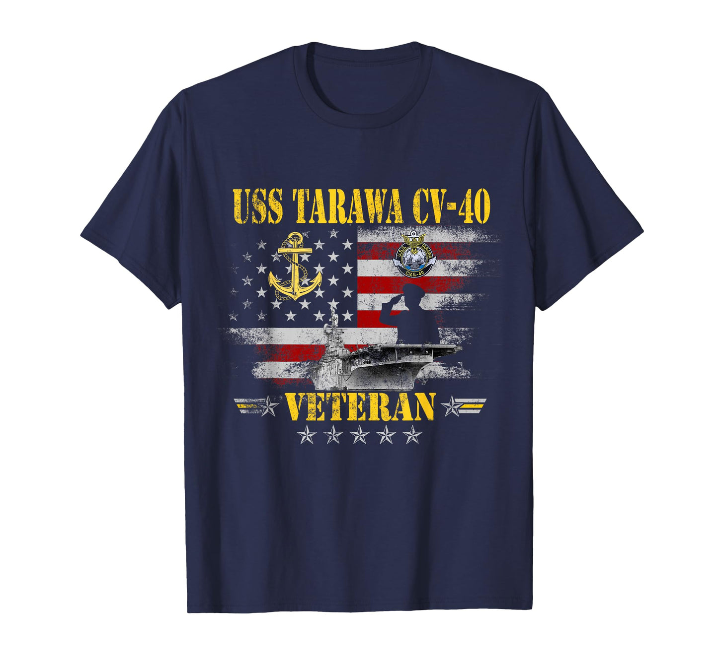 USS Tarawa CV-40 Aircraft Carrier Vintage Veteran Dad Papa T-Shirt