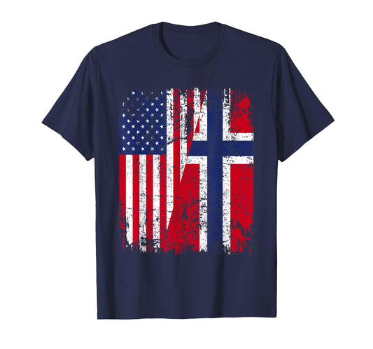 NORWEGIAN American Flag | Men Women Kids | NORWAY T-Shirt