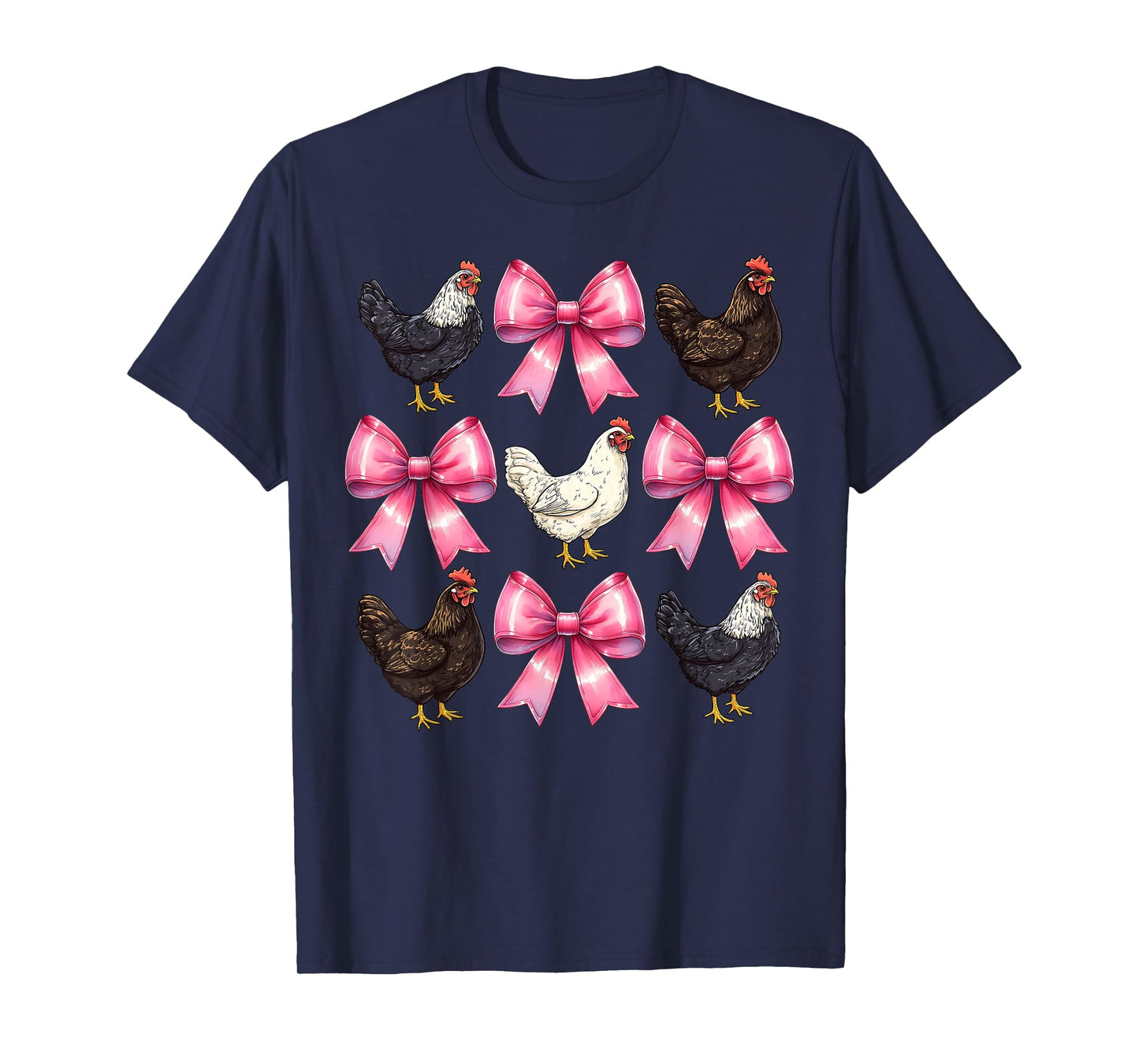 Coquette Bow Chicken Farm Farmer Pink Mothers Day Mom Girl T-Shirt