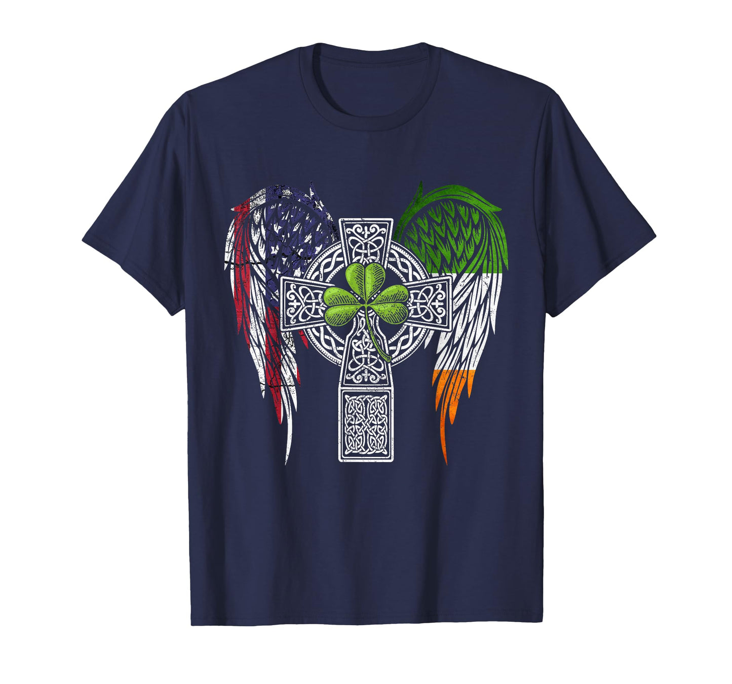 USA Flag Celtic Cross Irish American St Patrick's Day T-Shirt