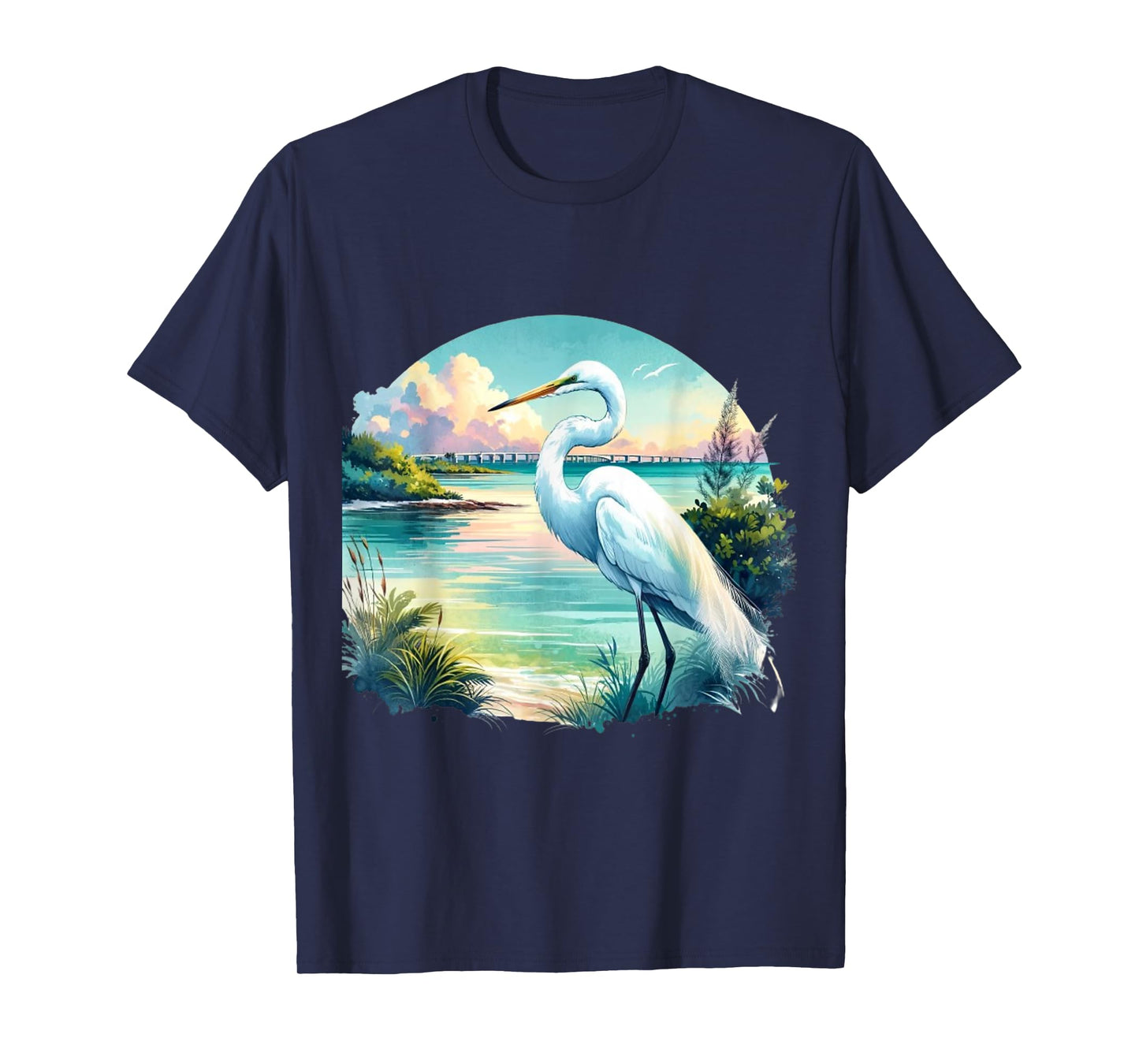 White Egret Florida Keys Nature T-Shirt