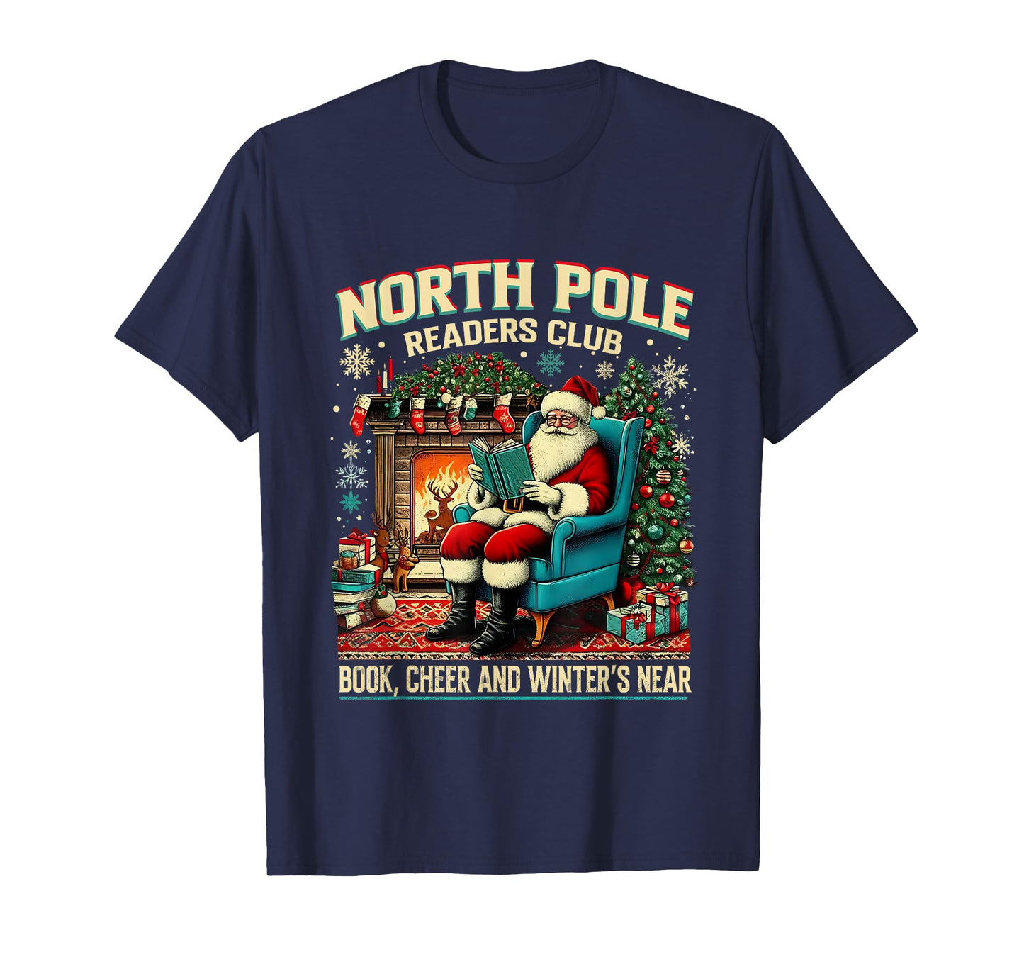 North Pole Readers Club Cozy Book Lover Design T-Shirt