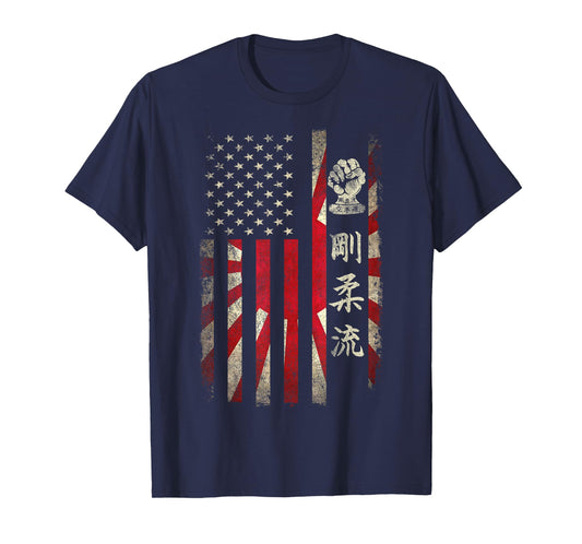 Goju Ryu Karate USA American Japanese Flag Dojo Martial Kanji T-Shirt