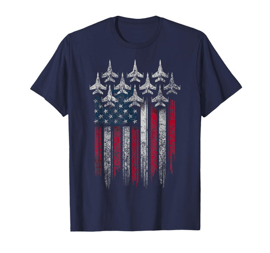 Patriotic USA Flag Fighter Jets Lover 4th of July T-Shirt