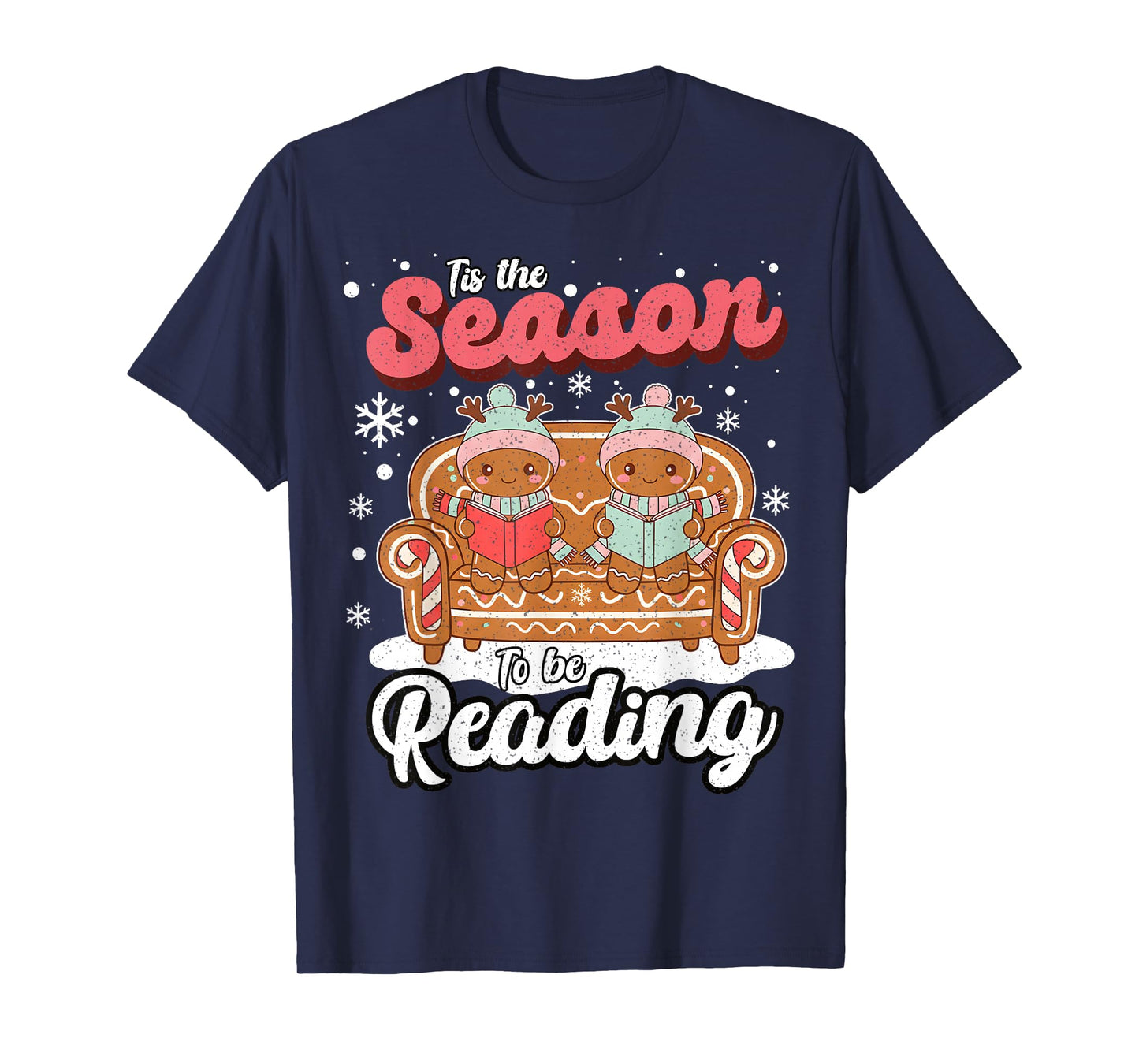 Christmas School Teacher Retro Librarian Groovy Xmas Books T-Shirt