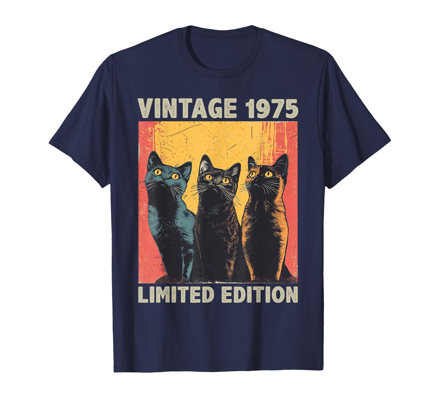 50 Years Old Gift Retro Vintage 1975 Cat Lover 50th Birthday T-Shirt