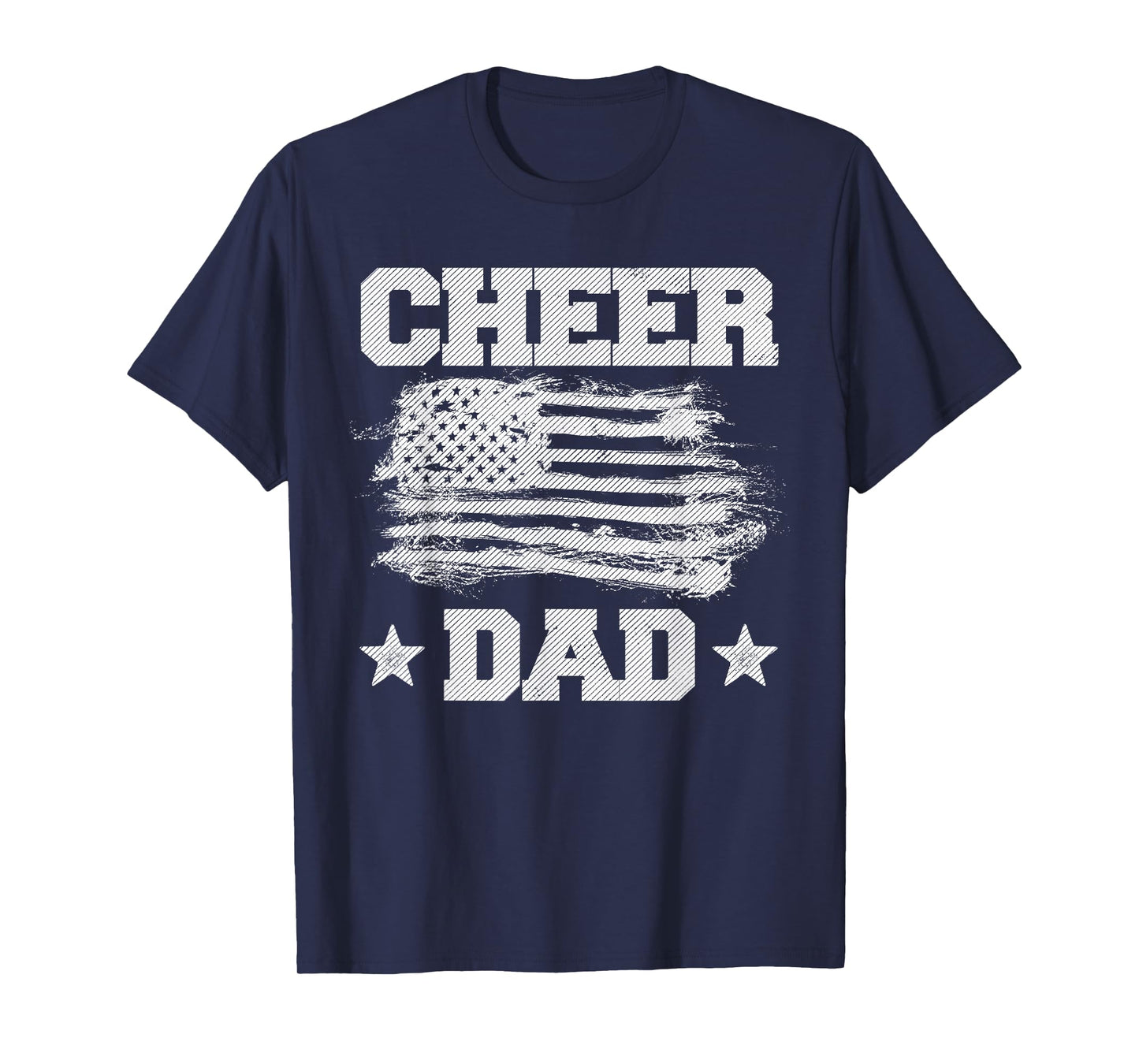 Cheer Dad Vintage American Flag Father Cheerleader Squad T-Shirt