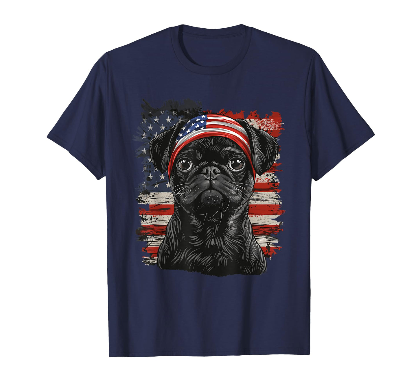 Pug Dog Patriotic 4th Of July USA American Flag T-Shirt