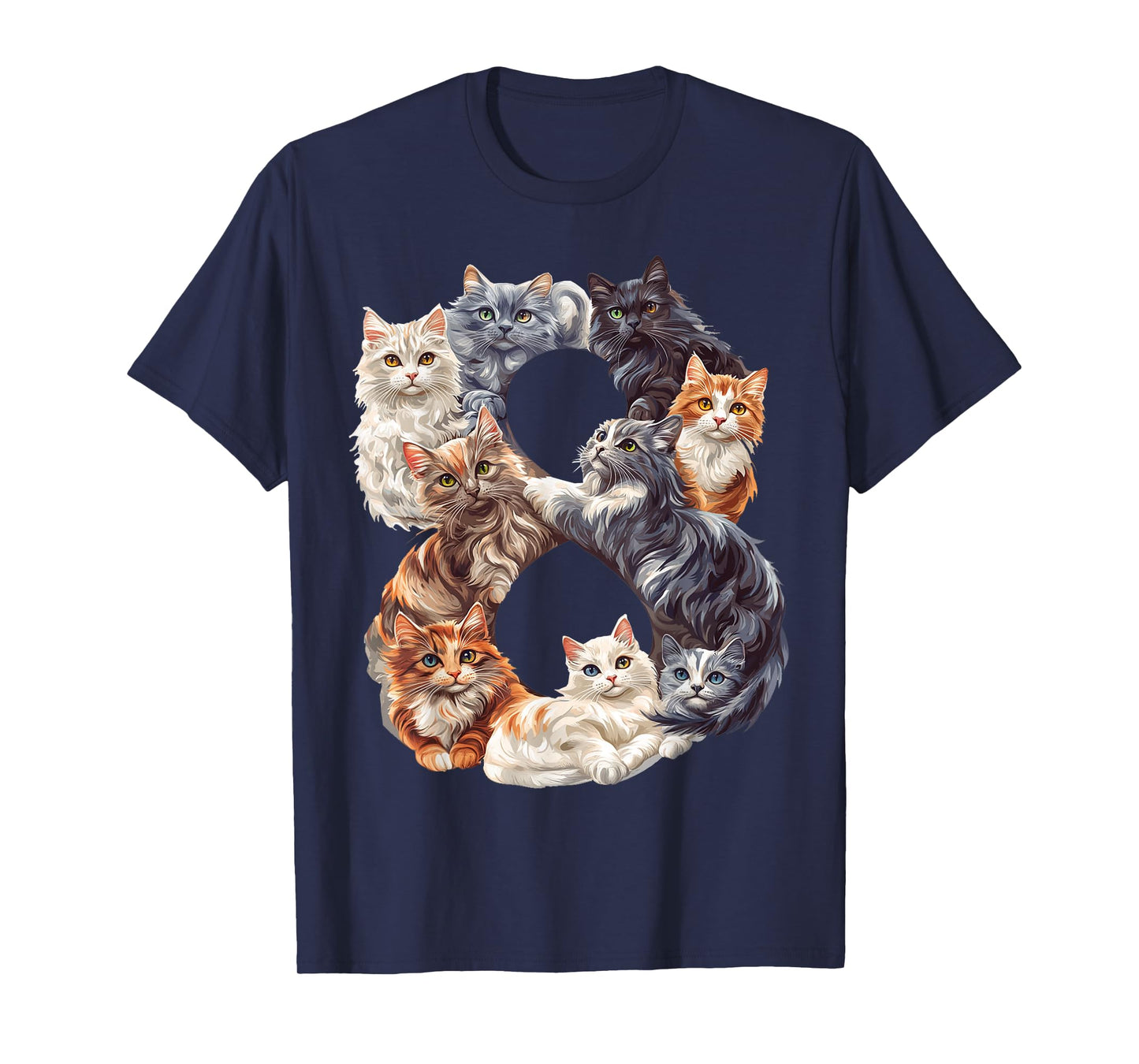 Fun 8th Birthday Kittens Cats Themed 8 Year Old Kids Girls T-Shirt