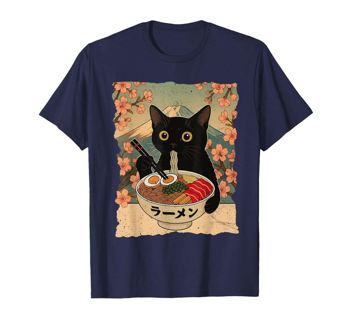 Anime Cat Ramen Japanese Funny Cat Graphic Tees Anime Gifts T-Shirt