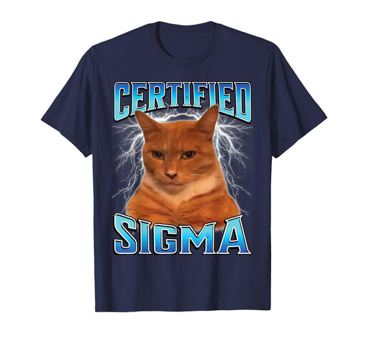 Certified Sigma Funny Staring Cat Meme Sarcastic Silly Cat T-Shirt