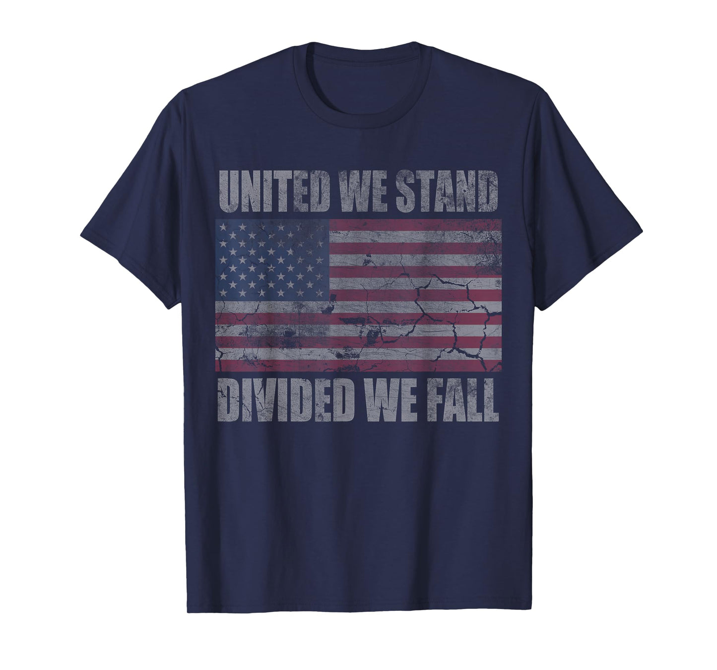 American Flag United We Stand Divided We Fall Distressed T-Shirt