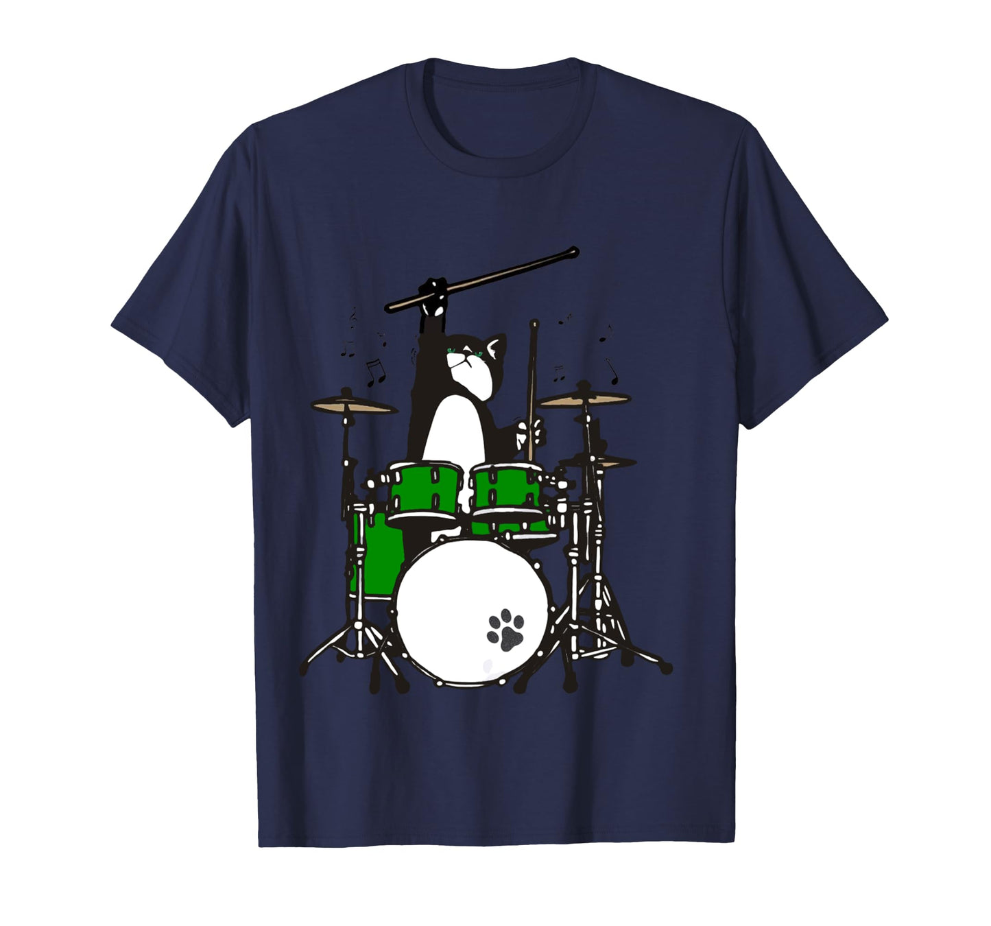 Funny Drummer Cat Playing Drums Musician Cat Shirt for Kids Long Sleeve T-Shirt
