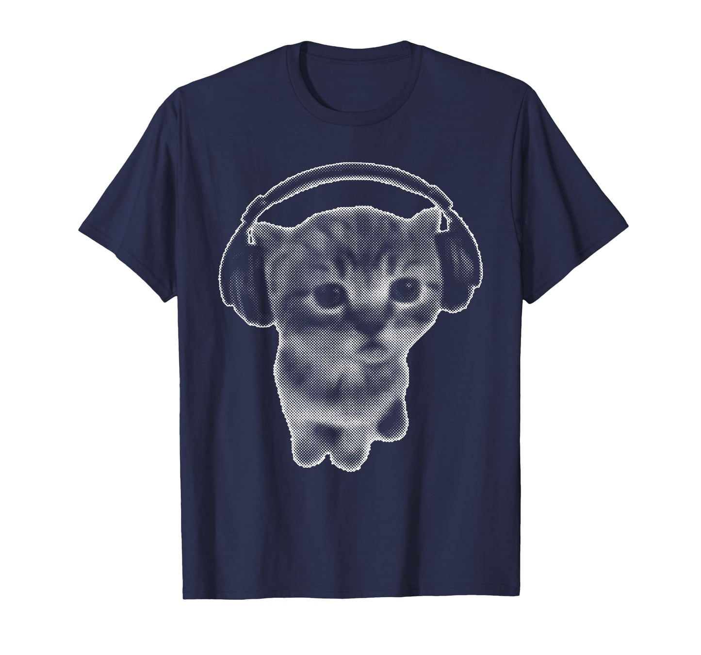 Cute Headphones Cat Funny y2k Grunge Silly Graphic T-Shirt