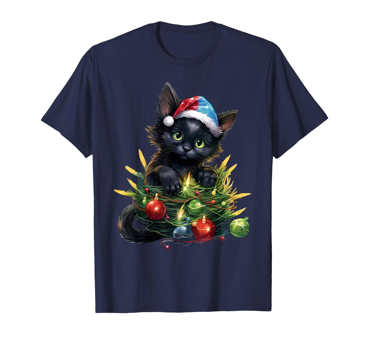 Cute Christmas Cat kittens with Santa Claus hat merry catmas T-Shirt