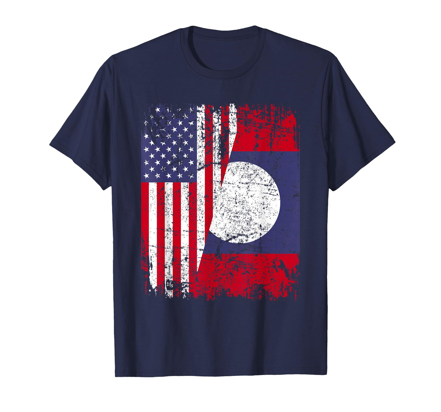 LAOTIAN ROOTS | Half American Flag | USA LAOS FLAG T-Shirt