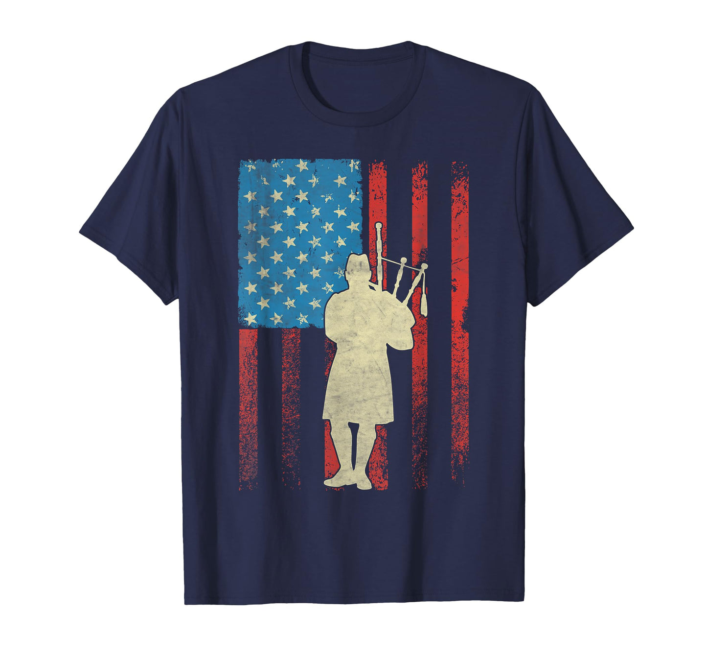Patriotic Bagpiper American Flag USA Bagpipes T-Shirt