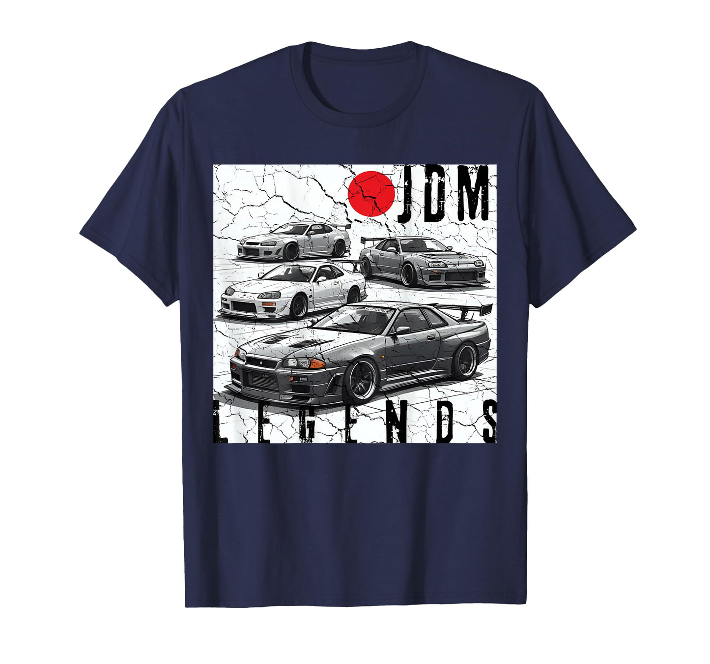 Backprint Distress JDM Legends Race Cars Japanese Flag Gifts T-Shirt