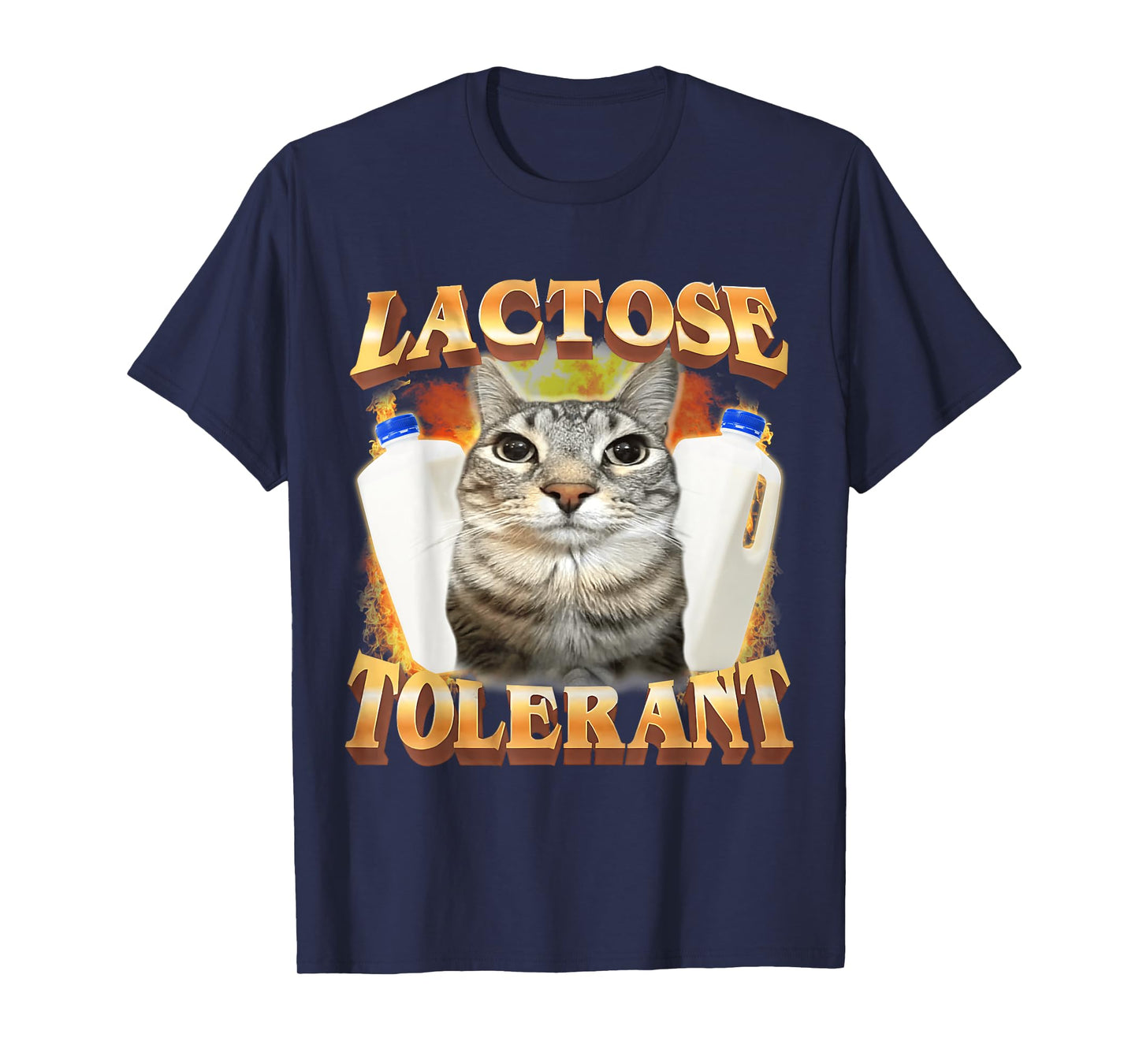Lactose Tolerant Vintage Funny Cat and Retro Milk 90s T-Shirt