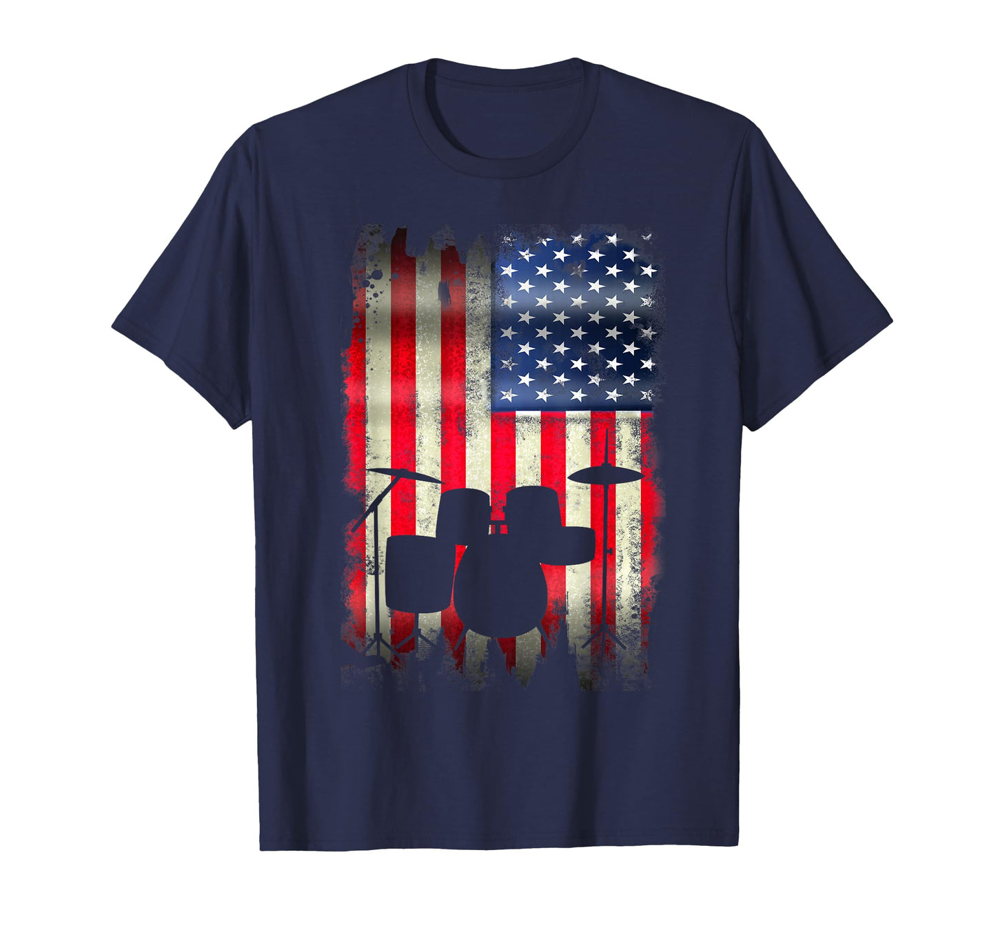 Drum Set USA American Flag 4th of July Patriotic Drummer T-Shirt