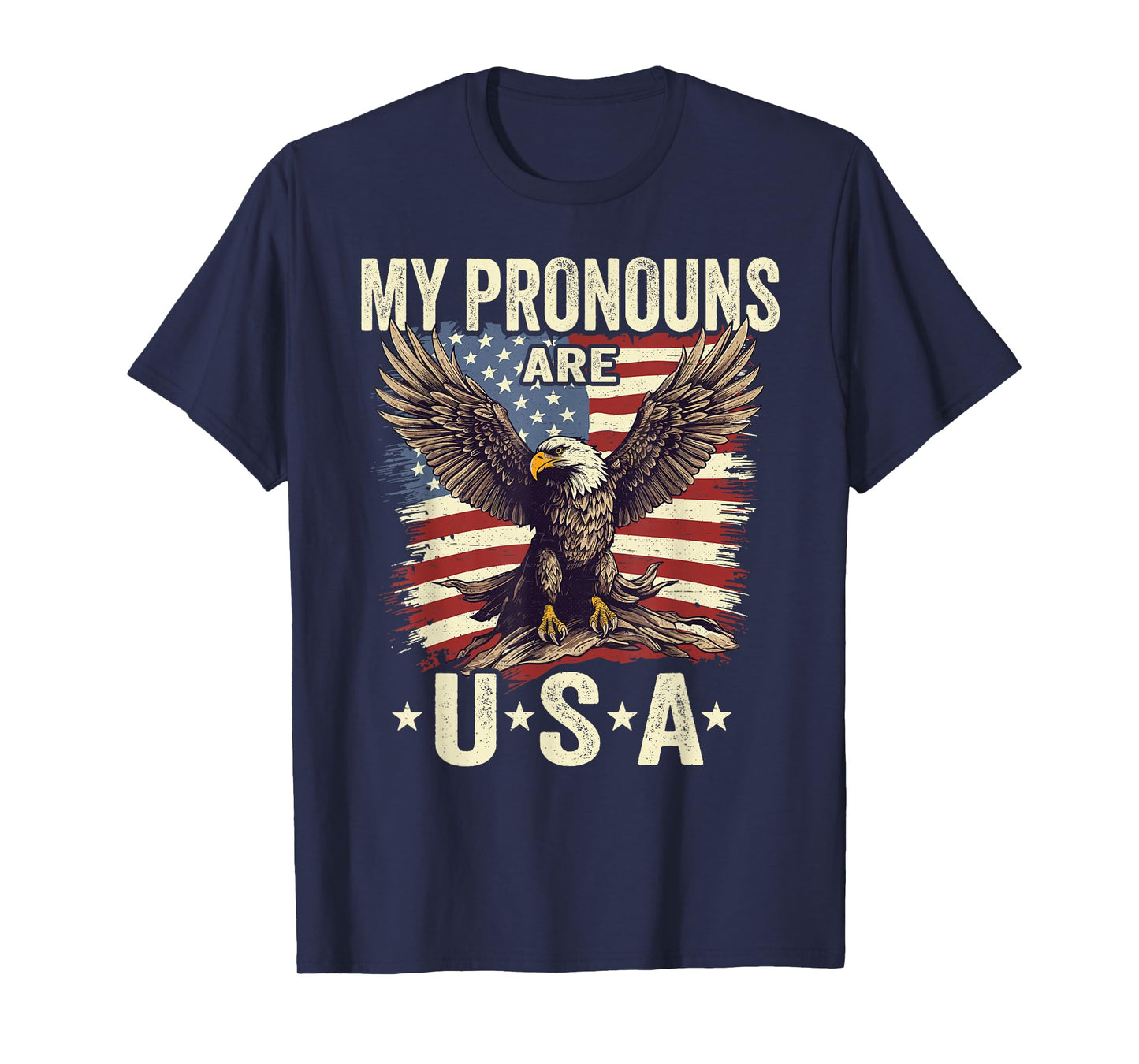Patriotic American Flag Eagle 4th July My Pronouns Are USA T-Shirt