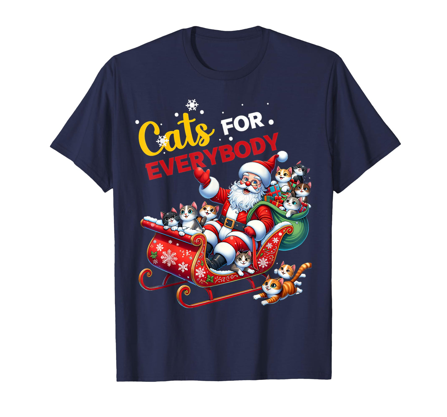 Cats for Everybody Christmas Cat Funny Xmas Women Santa T-Shirt