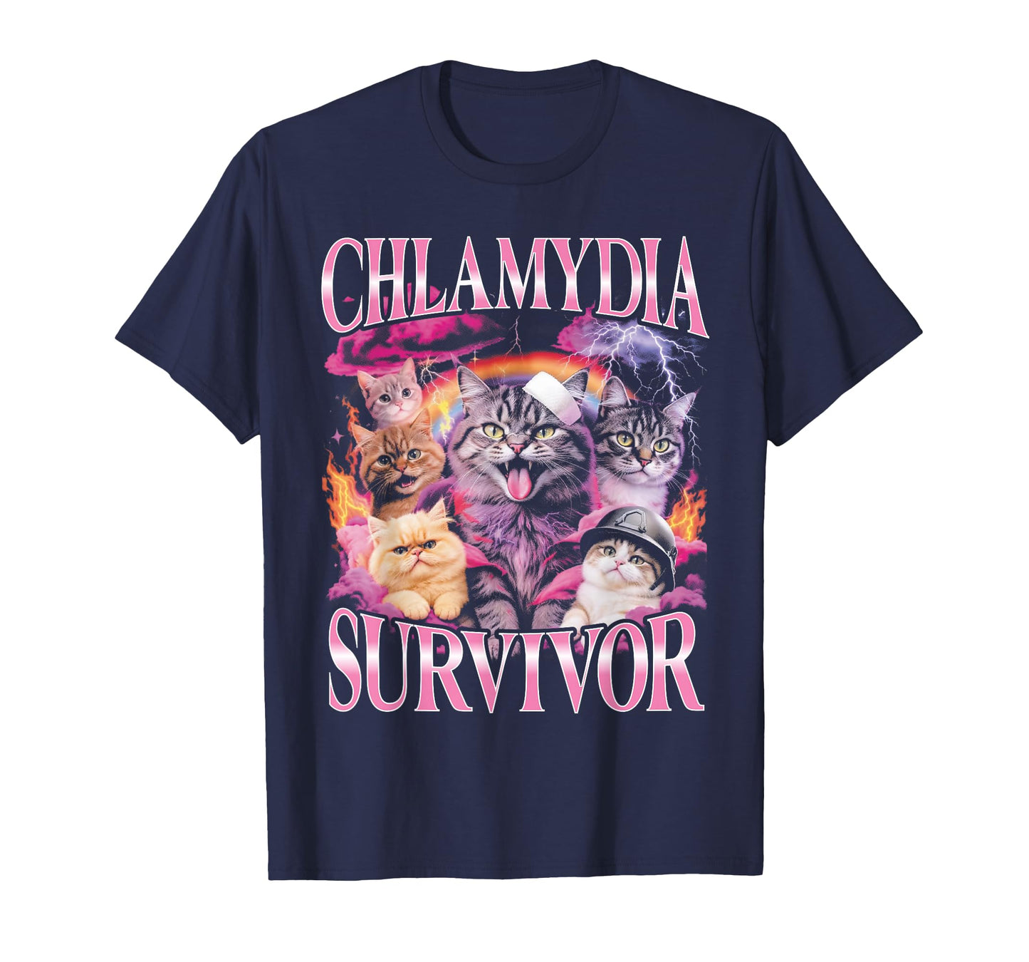 Chlamydia Survivor Funny Bootleg Cat T-Shirt
