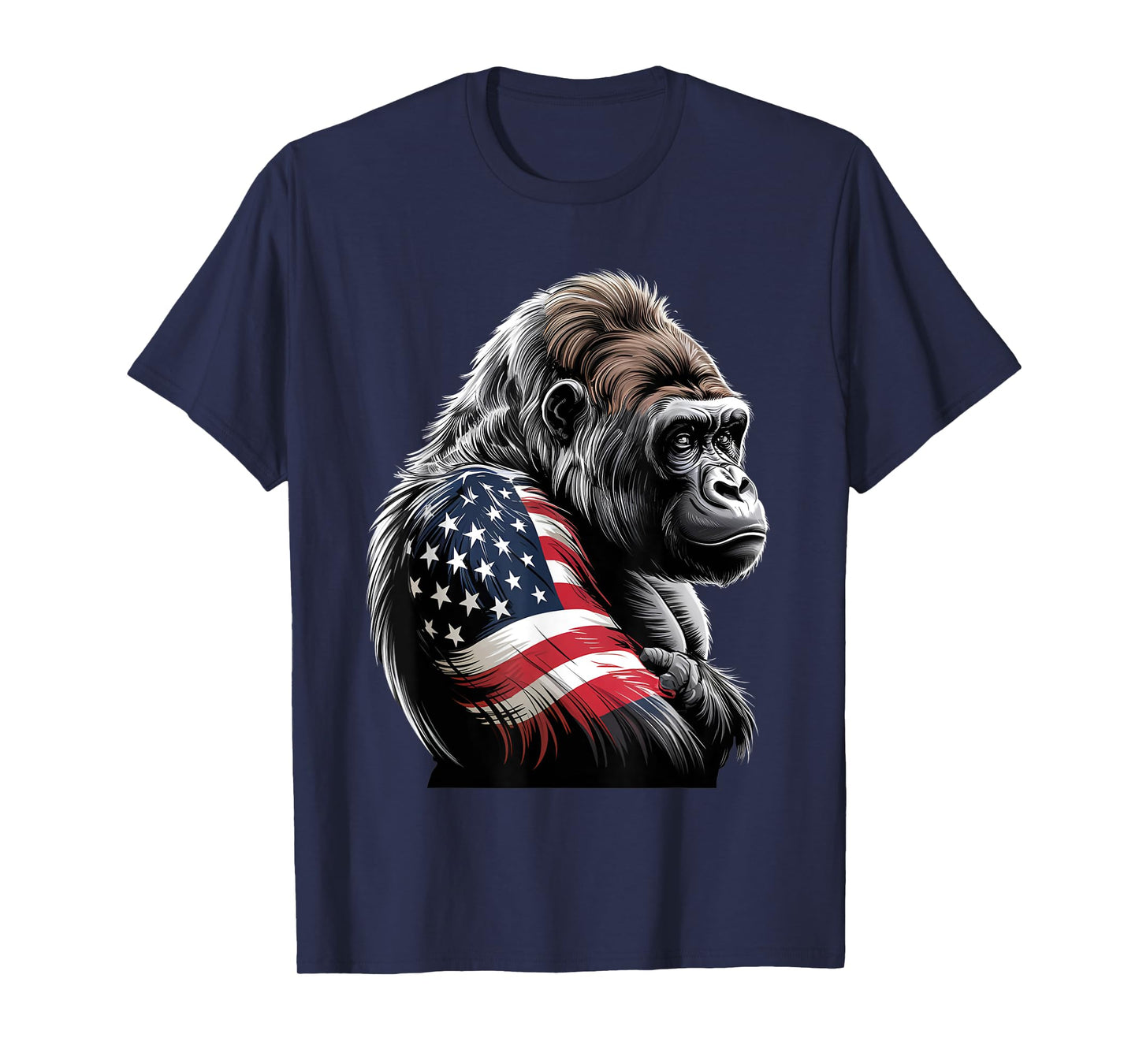 Gorilla 4th Of July Patriotic American Flag Animal T-Shirt