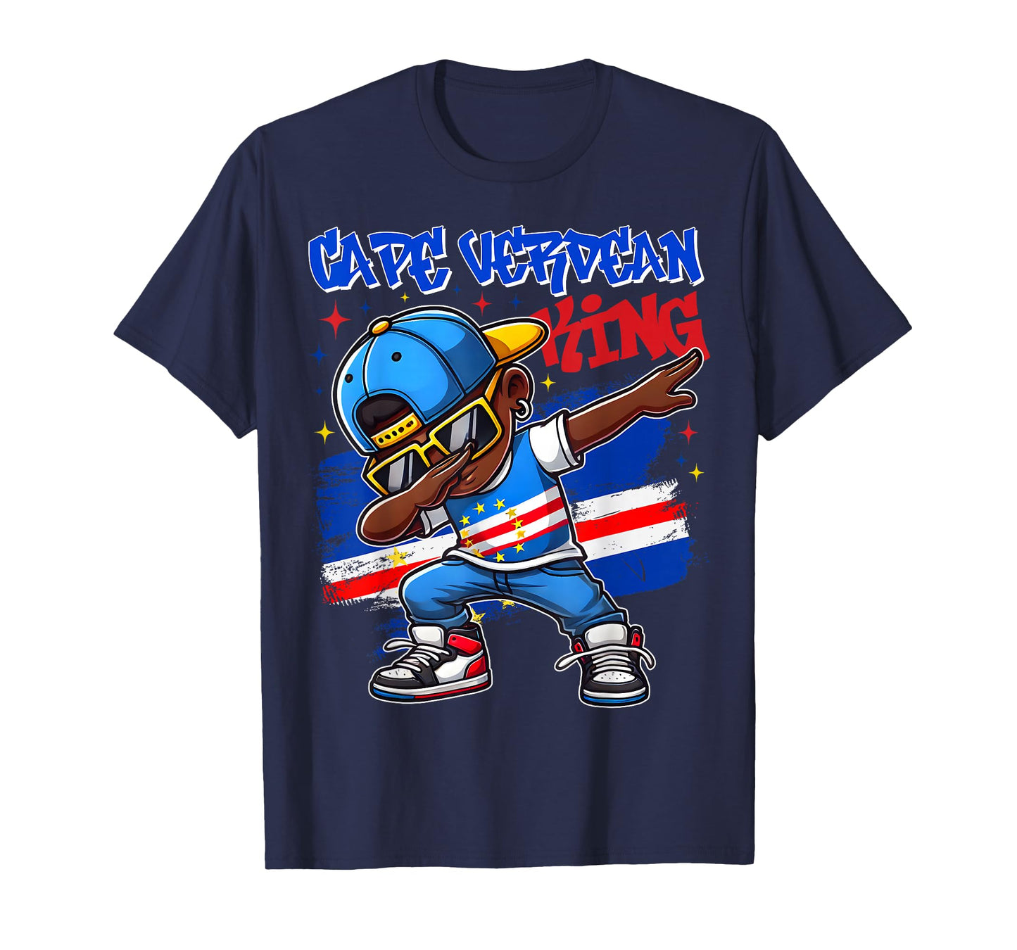 Cape Verdean King Dabbing Cape Verde Flag Pride for Kids T-Shirt