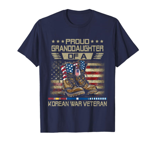 Proud Granddaughter Of Korean War Veteran Flag US Vet T-Shirt