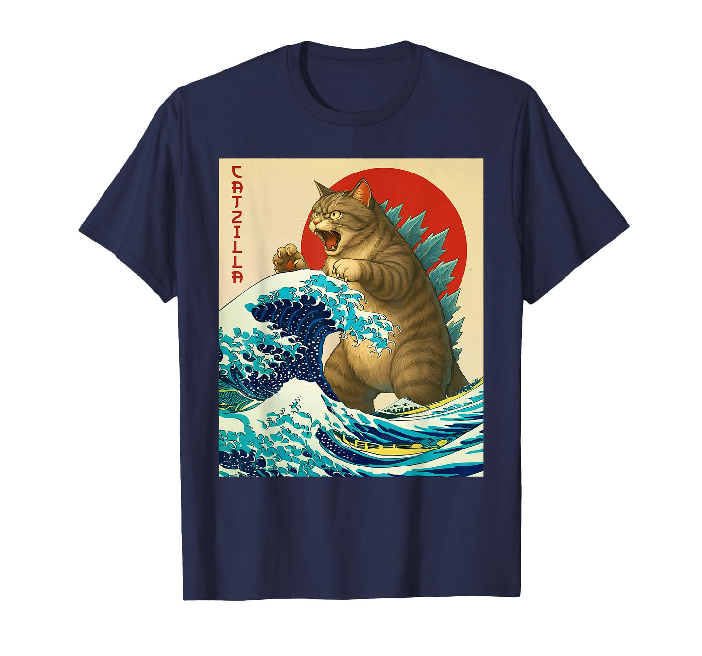 Catzilla Funny Cat Japanese Art Cat Meme for Men Women Kids T-Shirt
