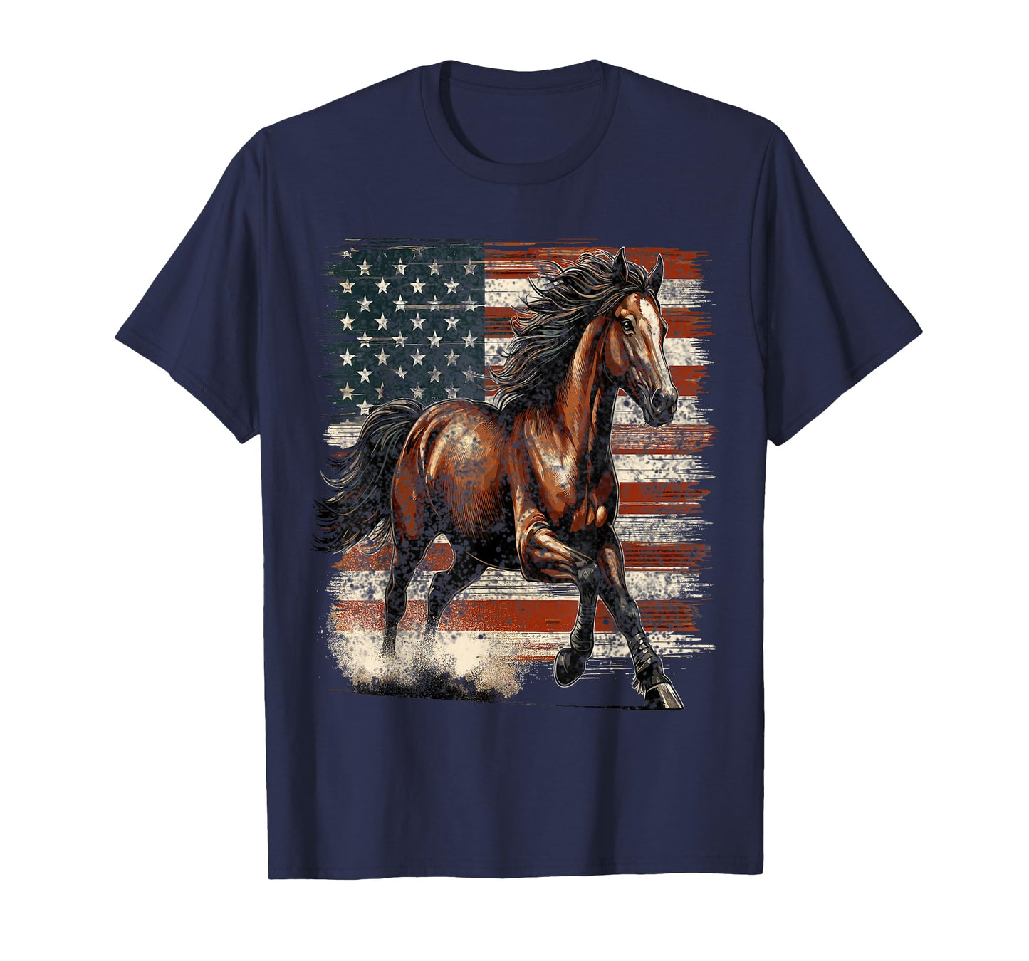 Patriotic Horse American Flag T-Shirt