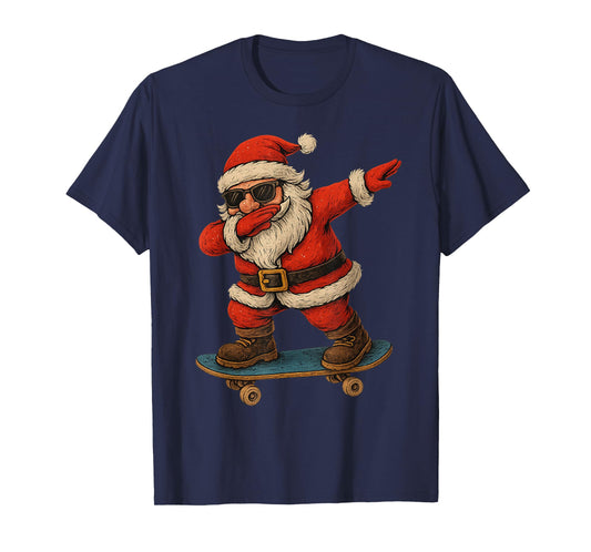 Dabbing Santa Claus Boys Skate Skateboard Christmas T-Shirt