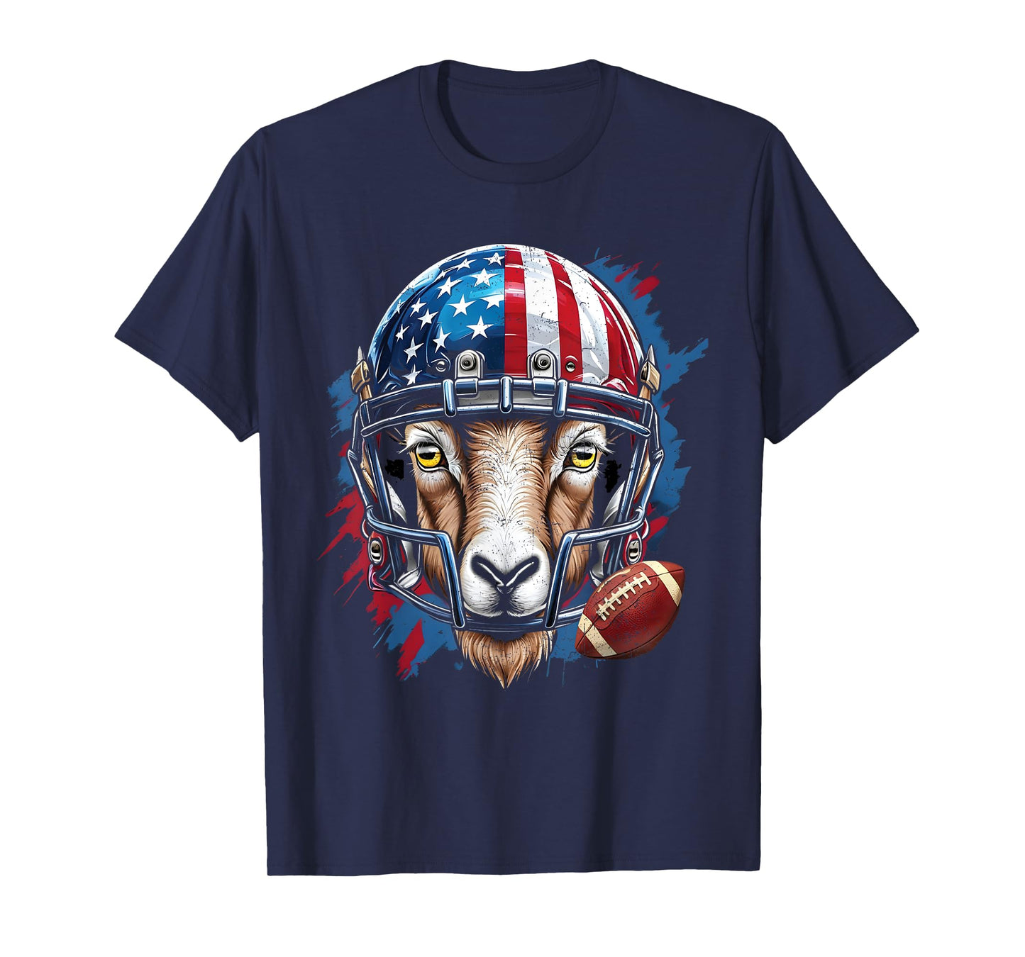 Goat Football USA American Flag Distressed T-Shirt