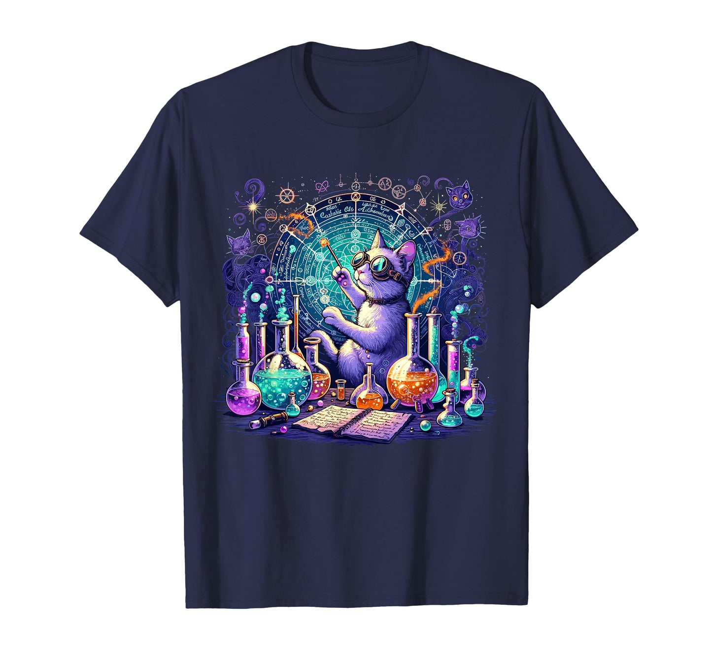 Cat Chemistry Science Lover Funny Chemist Student Teacher T-Shirt