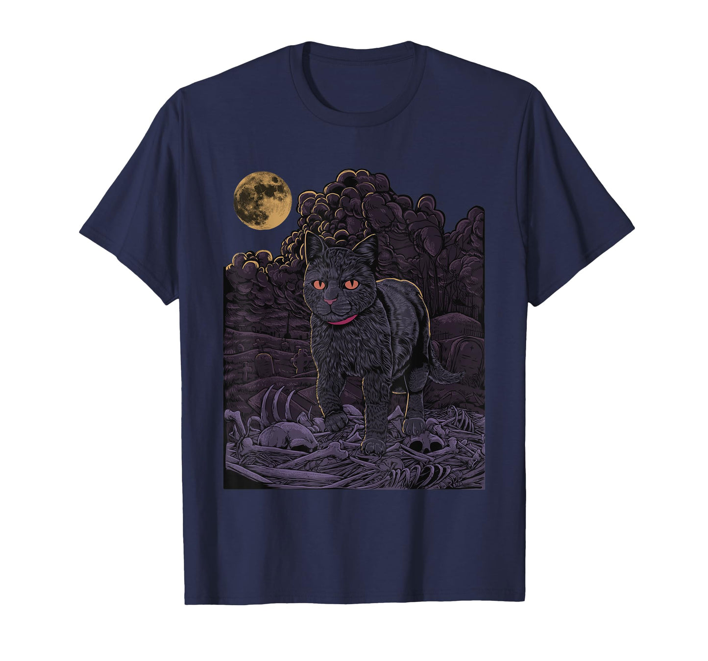 Evil Cat - Black cat in the cemetery - Gothic Cat T-Shirt for Men Women