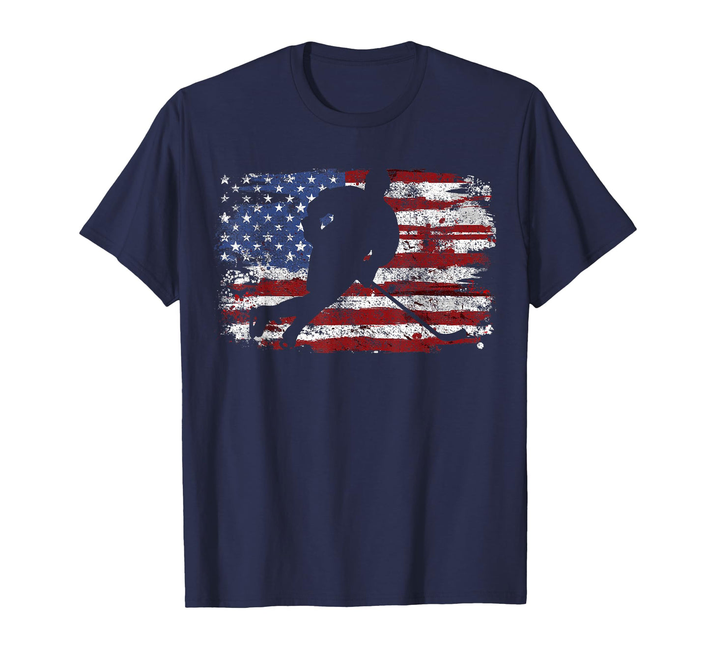 Ice Hockey Player USA American Flag 4th of July Gift T-Shirt